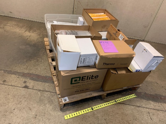 Mixed Pallet of New Laboratory Consumables Pipets / Glass Tubes / Filters