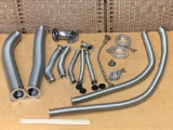 Assorted Lab Hardware / Flexible Metal Hoses / Hinge Clamps / Steel Elbow Tubes