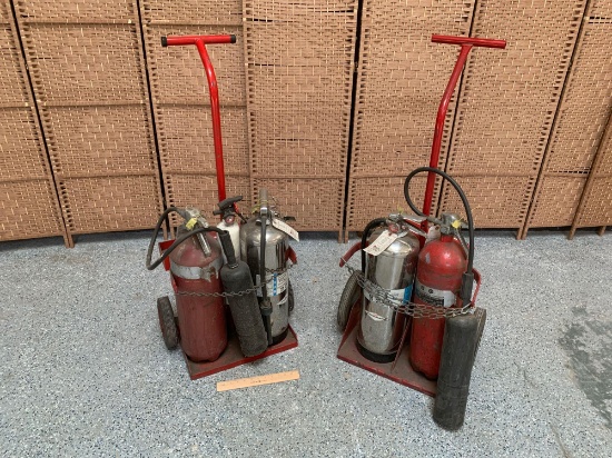 Fire Watch Carts w/ Different Types Fire Extinguishers - 2carts