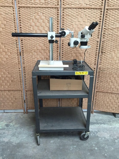 Luxo Stereo / Binocular Microscope w/ Cart & Illuminator