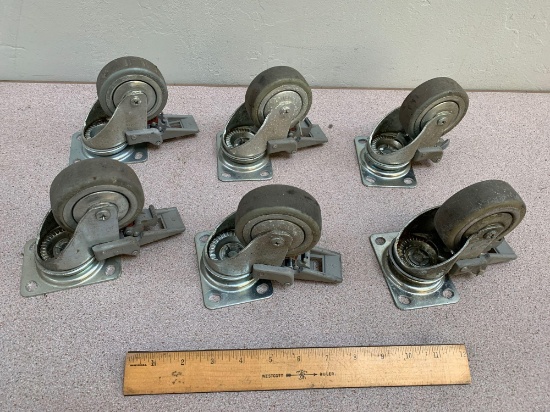 Rhombus Roller 3" Rotating & Locking Caster Wheels - 6pcs