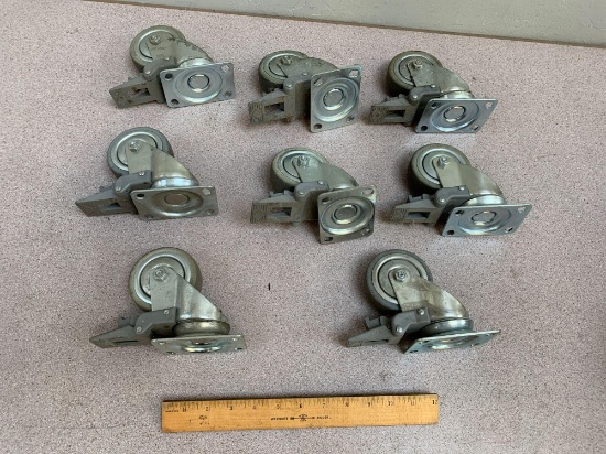 Rhombus Roller 3" Rotating & Locking Caster Wheels - 8pcs