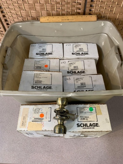 Bin Full of Schlage Door Knobs - 9 boxes