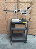 Luxo Stereo / Binocular Microscope w/ Cart & Illuminator