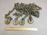 Coil Proof Cargo Binding Chain w/ Bent Columbus Mckinnon CM Hook 14,100lbs - 4 9' chains