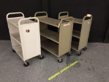 Library / Office Steel Rolling Carts - 3pcs