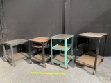 Assorted Steel / Utility / Library / Projection Rolling Carts - 4pcs
