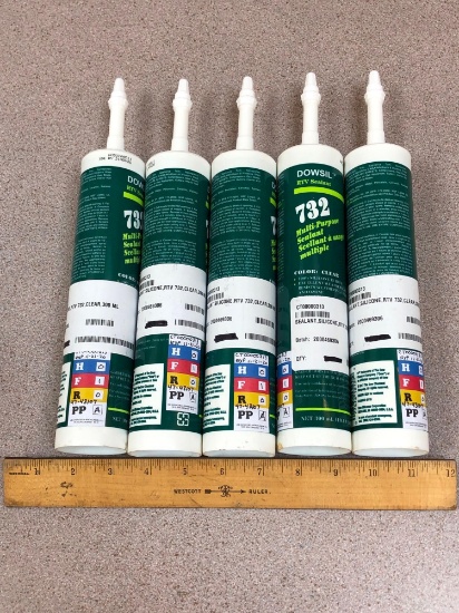Dowsil 732 RTV Clear Silicone Sealant - 5 tubes