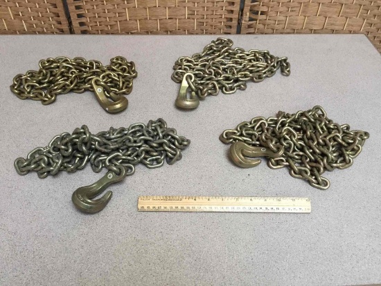 9' x 9/32" Coil Proof Cargo Binding Chain w/ Bent PCC Clevis Hook - 4 chains
