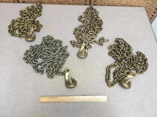 9' x 9/32" Coil Proof Cargo Binding Chain w/ Bent PCC Clevis Hook - 4 chains