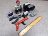 Assorted Office Tools / Stamps / Paper Hole Puncher