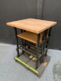 Custom Butcher Block Bar Table Bench with Steel Base 36 x 36 x 46.5