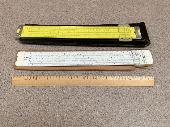 Acu-Math No. 400 & Pickett N803-ES Log Speed Rule Dual Base Slide Rulers- 2pcs