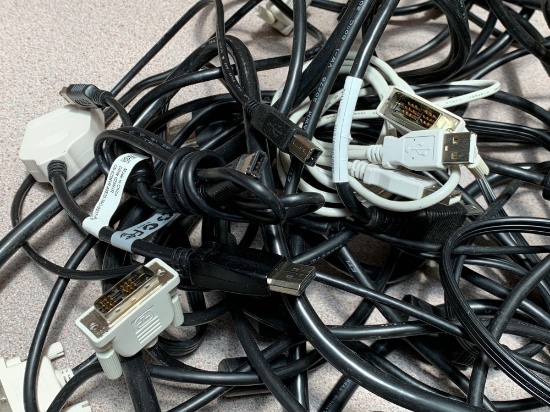Assorted Computer Cables / DVI Video / USB Printer / Display Port / AC Power - 15pcs