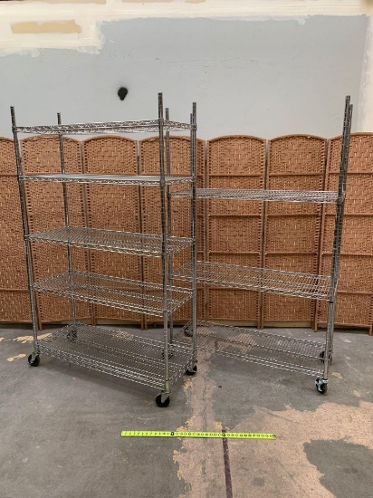 Rolling Metro Racks with Wire Shelving 48x18x77 - 2pcs