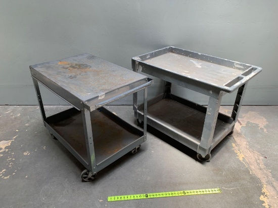Rolling Plastic & Steel Utility / Service Carts - 2pcs