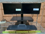 Sit Stand Motorized Electric Dual Monitor Workstation