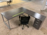 L Shaped Office Desk with 3 Drawers & Chair