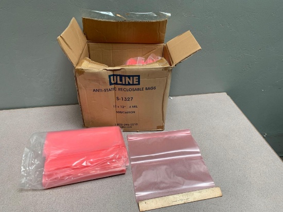 1box - Uline S-1327 Anti-Static Reclosable Bags 12"x12"