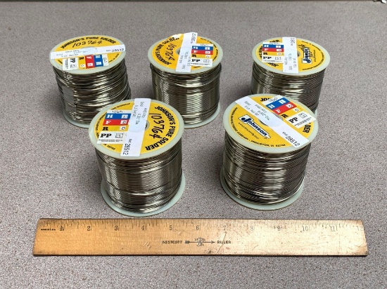 5rolls - Johnson's Pure Solder #460 Alloy 0.062" Dia Lead Free Solder 5lbs rolls -25 lbs total
