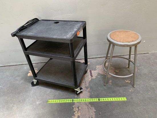 2pcs - Rolling Plastic Utility Cart & Laboratory Stool