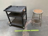 2pcs - Rolling Plastic Utility Cart & Laboratory Stool