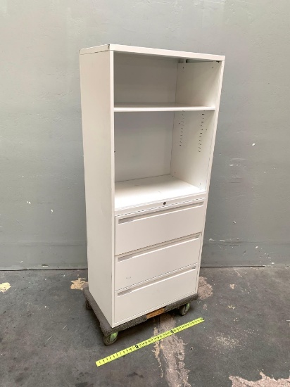 Metal Combo Storage File Cabinet with Open Shelves 30" x 18" x 70"