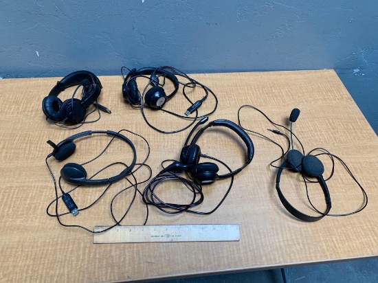 5pcs - Wired Headsets USB / Califone / Logitech / Kensington