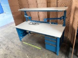 Landsberg Industrial Metal Workbench with 2 LCD Monitor Arms / Power Strip & Lamp 72