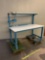 Industrial Metal Workbench with 1 Shelve, Power Strip & Monitor Arm 60
