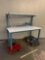 Industrial Metal Workbench with 1 Shelve, Power Strip & Monitor Arm 60
