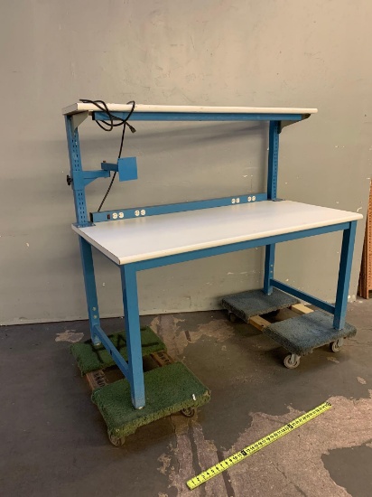 Industrial Metal Workbench with 1 Shelve, Power Strip & Monitor Arm 60" x 30" x 54"