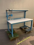 Industrial Metal Workbench with 1 Shelve, Power Strip & Monitor Arm 60