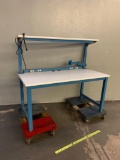 Industrial Metal Workbench with 1 Shelve, Power Strip & Monitor Arm 60