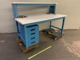 IAC Industries Industrial Metal Workbench with Power Center 4 Drawer Storage Cabinet 72