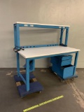 BenchDepot Industrial Metal Workbench with 3 Drawer Cabinet 60