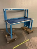 BenchDepot Industrial Metal Workbench with Power Strip + Rubber Mat 60