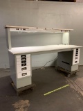 IAC Industries Metal Workbench with Power Center + Two 6 Drawers Storage Cabinets & Lamp 96