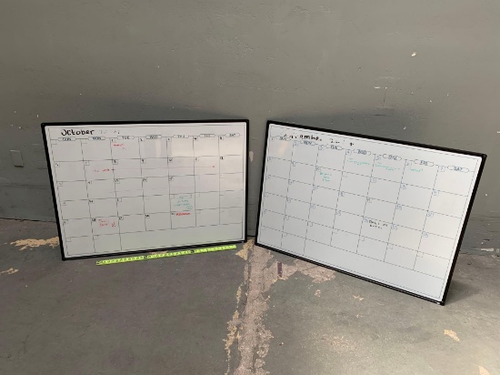 2pcs - JilOffice MJ3022 Magnetic Dry Erase Calendar Whiteboards 47.75" x 34.95"