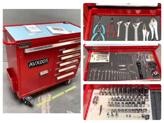 Fully Loaded Proto Red Rolling Tool Storage Cabinet / Snap-on / Weller / Proto