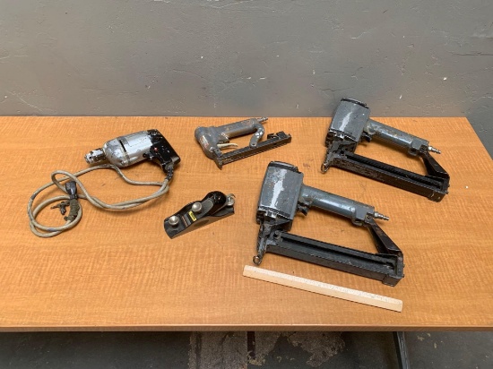 5pcs - Mixed Tools / Drill / Senco Staplers / Stanley Wood Plane
