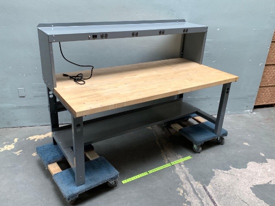 Industrial Workbench / Workstation / with Wooden Top 72" x 36" x 48"
