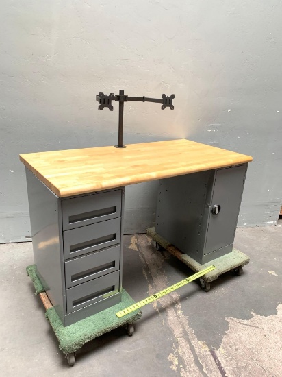 Industrial Workbench / Workstation / with Wooden Top 60" x 30" x 50"