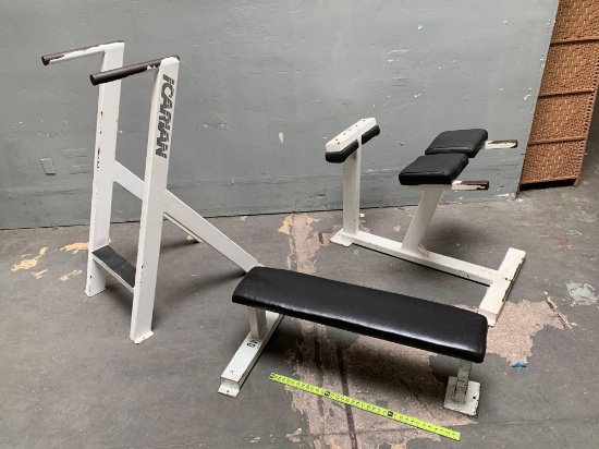 Gym Stations / Dip Station / Low Back Extension Machine / Bench