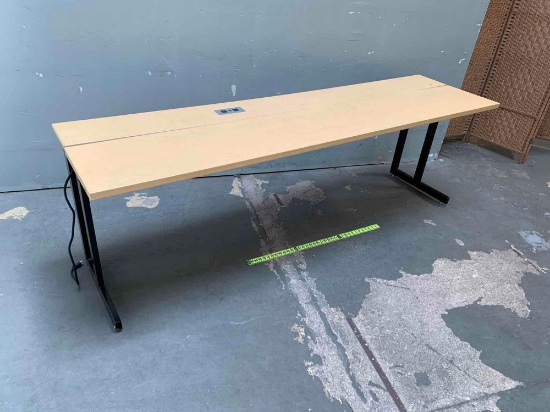Omni Pacific Wooden Top Classroom Student Desk with Power & USB 90" x 23.5" x 29.75"