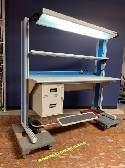 IAC Industries Illuminated ESD Workbench Workstation with 2 Drawers+keys 74" x 30" x 72"