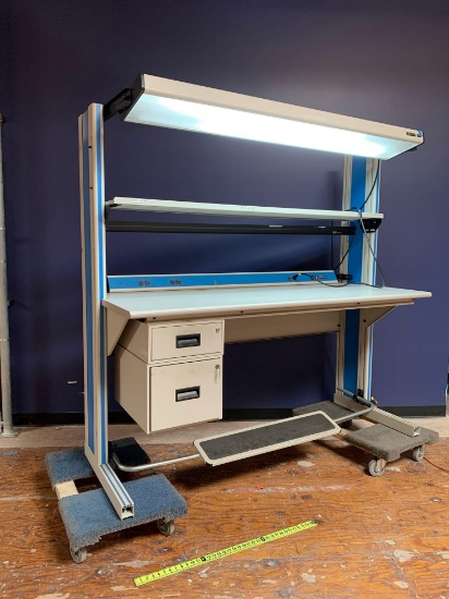IAC Industries Illuminated ESD Workbench Workstation with 2 Drawers+keys 74" x 30" x 72"