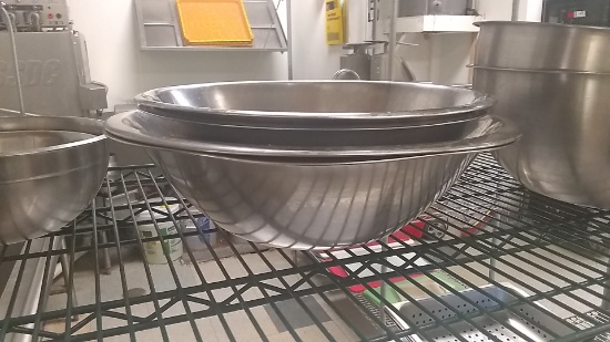 8" and 10" stainless steel mixing bowls