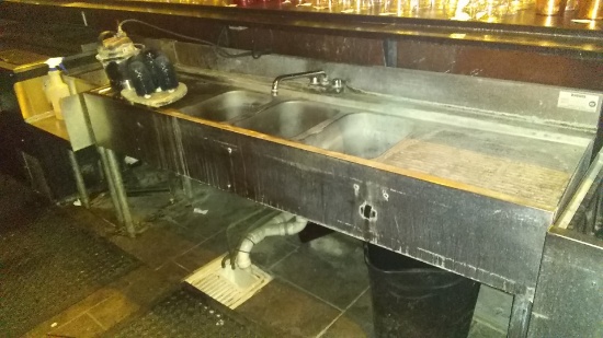 6' x 21" Krowne stainless steel 3 compartment bar sink