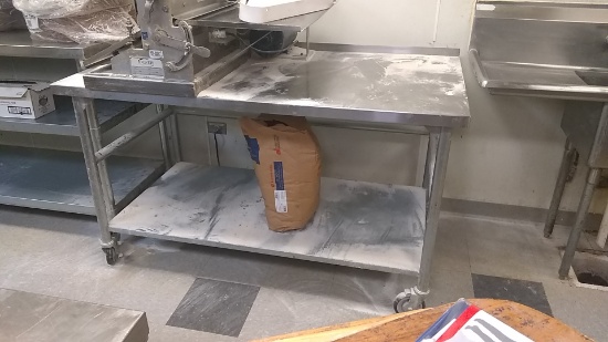 Stainless steel table 5' x 33" with 2" back splash